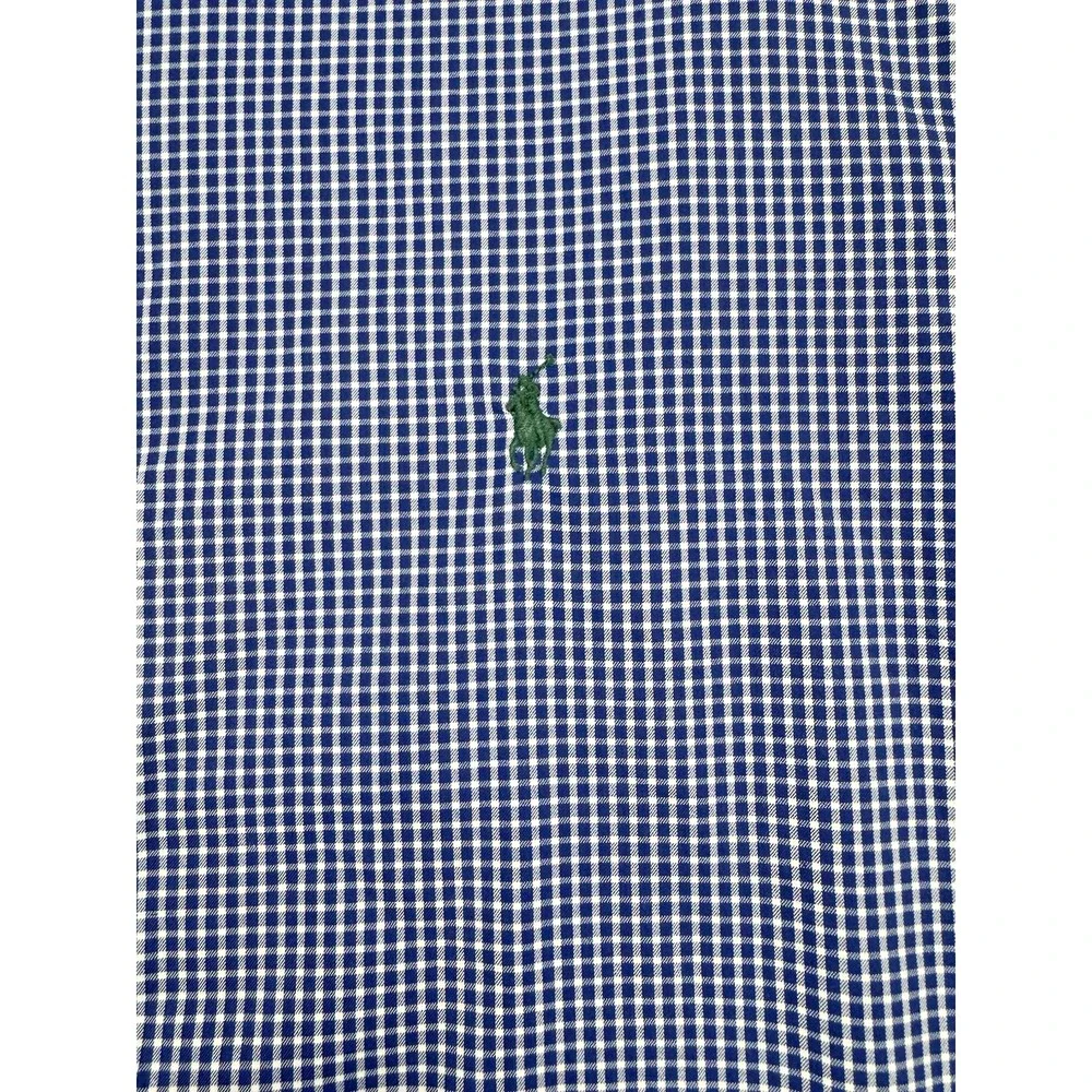 Polo Ralph Lauren Performance‎ Shirt Men XL Blue Gingham Nylon Button Front
